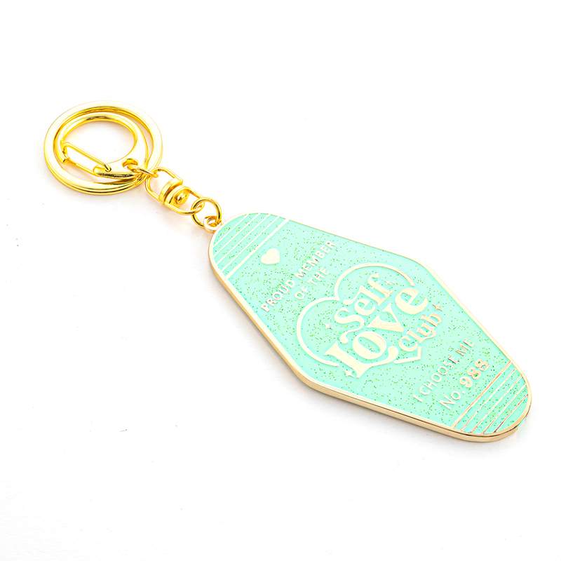 Sentimental Message Zinc Alloy Motor Hotel Keychain with Embossed Unique Serial Number, Tactile Raised Letter Key Ring for Romantic Keepsake or Personal Reminder