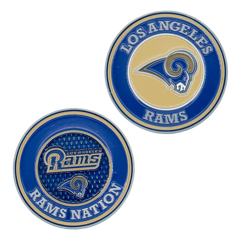 Iconic NFL Los Angeles Rams Team Pride Challenge Coin with Acrylic Color Infill and Dual-Plated Team Colors, Professional Football Commemorative for Fan Events and Team Celebrations