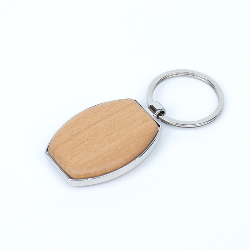 Promotional Custom Personalized Sublimation Circle Shape Laser Blanks Engraved Metal Wooden Key Fob Wood Keychain