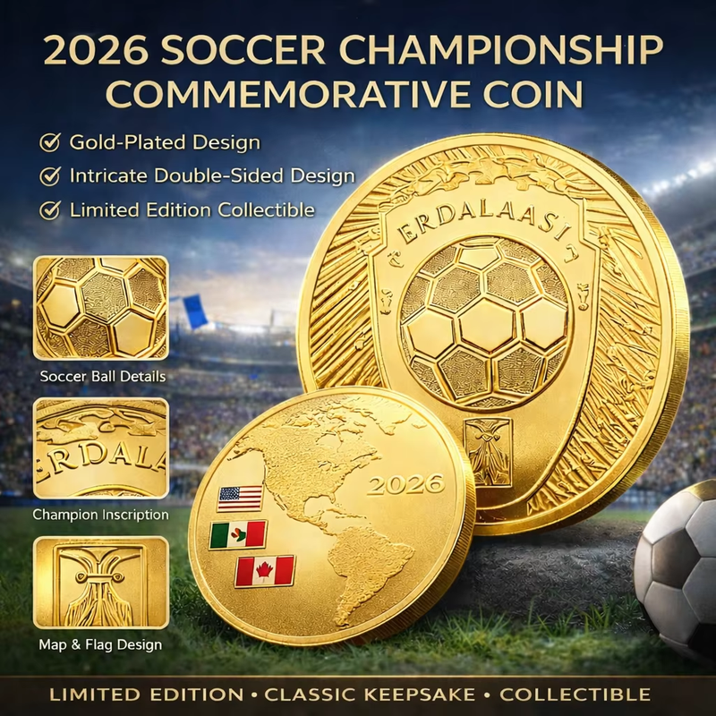 Custom Gold Plated Brass Metal Sports Collectible Coin Intricate Engraved Artwork Challenge Coin for Soccer Lovers and Collector