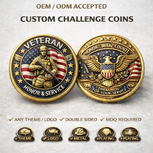 Custom Challenge Coins Zinc Alloy 3D Die Cast Metal Commemorative Coin Double Sided Gold Plated Souvenir Honor Gift Collection