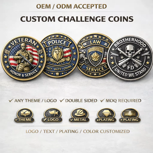 Zinc Alloy Challenge Coins 3D Embossed Metal Commemorative Token Double Sided Antique Gold Plating Custom Logo Award Souvenir