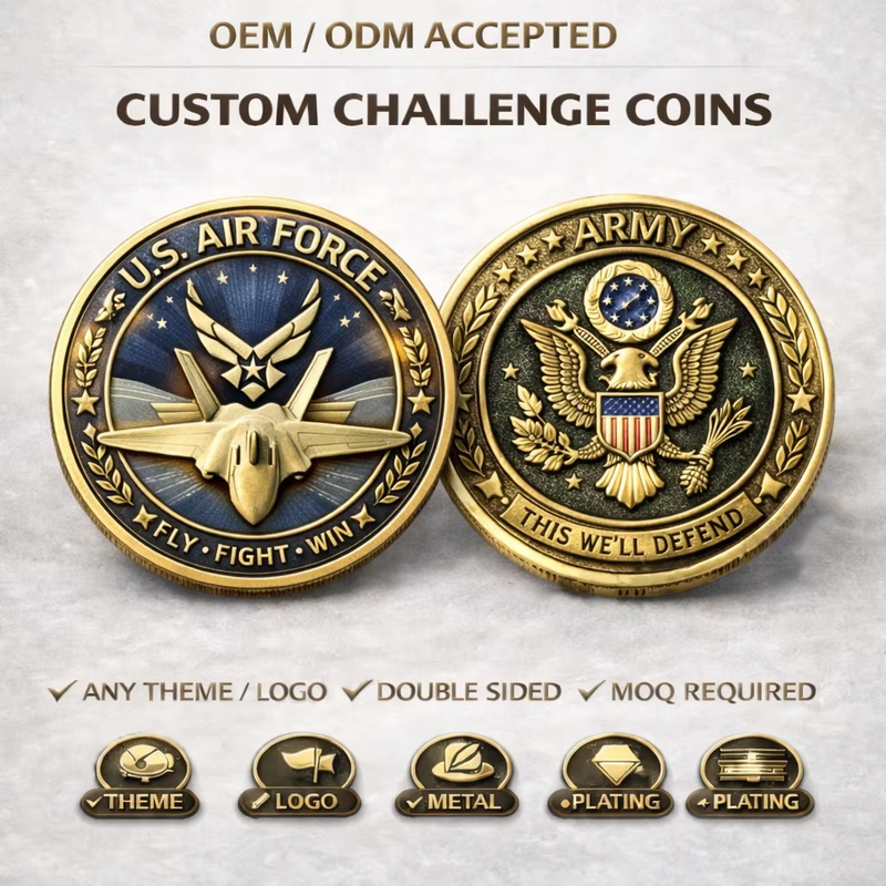 Custom Alloy Challenge Coin Double Sided 3D Militaries Commemorative Coin with Logo Plating Souvenir Security for Award Gift