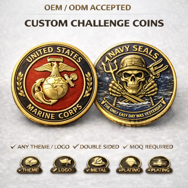 Custom Challenge Coins Zinc Alloy Die Cast 3D Metal Coin Double Sided Custom Logo Gold Plated Commemorative Souvenir Gift