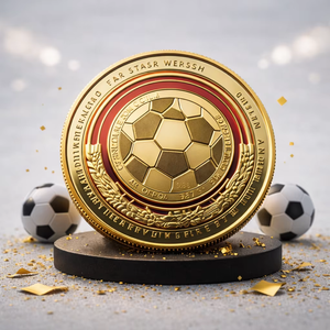Custom Gold Plated Soccer Collectible Coin Metal Sports Commemorative Relief Engraved Challenge Coin for Fan Collections Gift