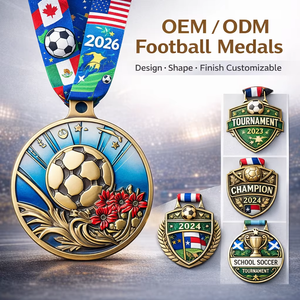 Custom Zinc Alloy Soccer Luxury Medal Personalized Logo Engraved and Full Color Printed Unique Design Premium Plated Awards