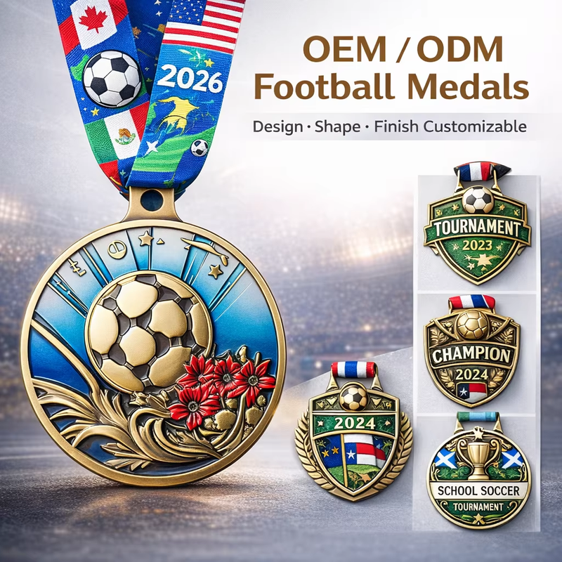 Custom Zinc Alloy Soccer Luxury Medal Personalized Logo Engraved and Full Color Printed Unique Design Premium Plated Awards