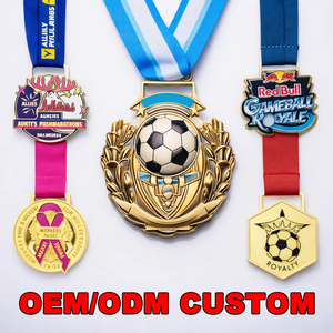 Gold Plated Zinc Alloy Medal Custom Soccer Championship Medallion for Sports Events Tournaments Running Marathon Player Gifts