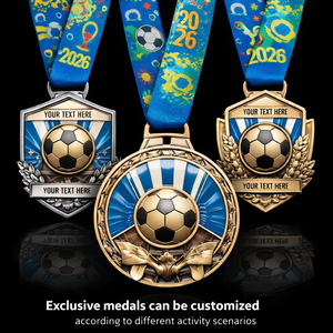 Bronze Plated Custom 3D Sticker Epoxy Award Medallion Gold Plated Football Sports Medals Engraved Brass Medal for Competition